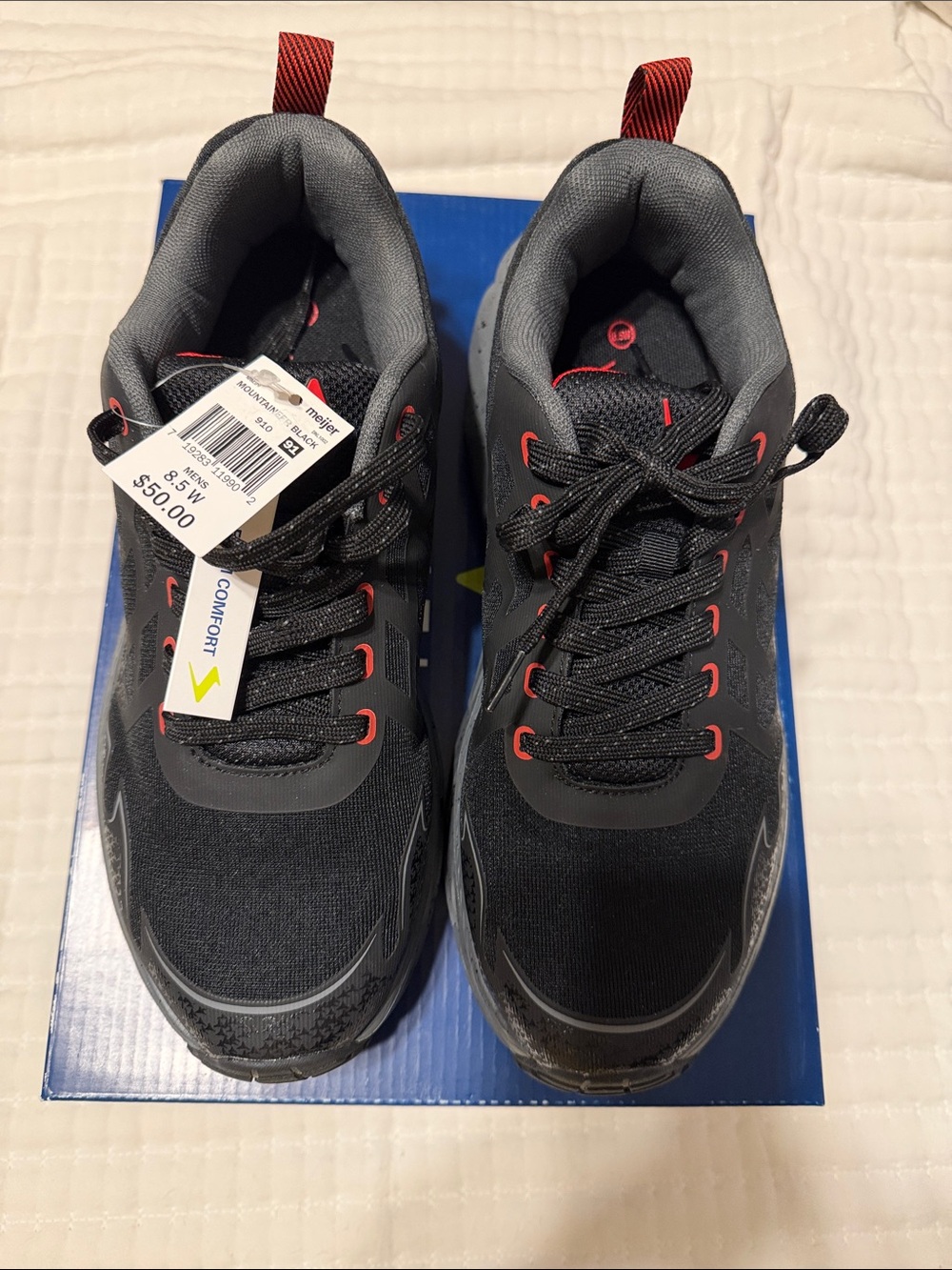 Men's Black and Red Lace-Up Comfort Sneakers